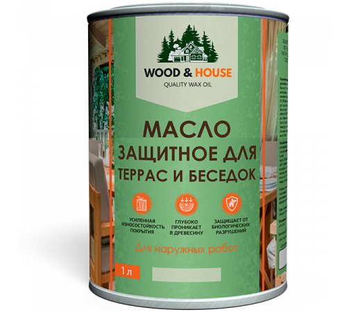 Заказать МАСЛО ЗАЩИТНОЕ ДЛЯ ТЕРРАС И БЕСЕДОК WOOD & HOUSE в Майкопе, Республика Адыгея